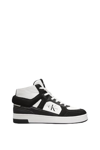 Calvin Klein Women's Cupsole Sneaker Basket Mid made of leather, Black (Black/Bright White), 38 on sale